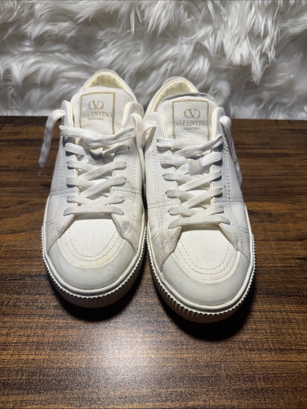 Valentino Garavani Off-White Canvas Low-Top Sneakers